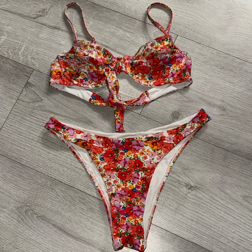 Monday Swimwear Floral Bikini - Red and Pink